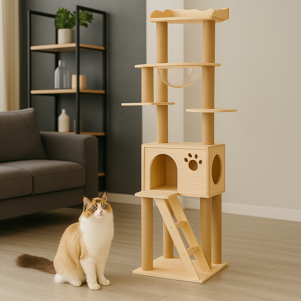Large Solid Wood Cat Condo
