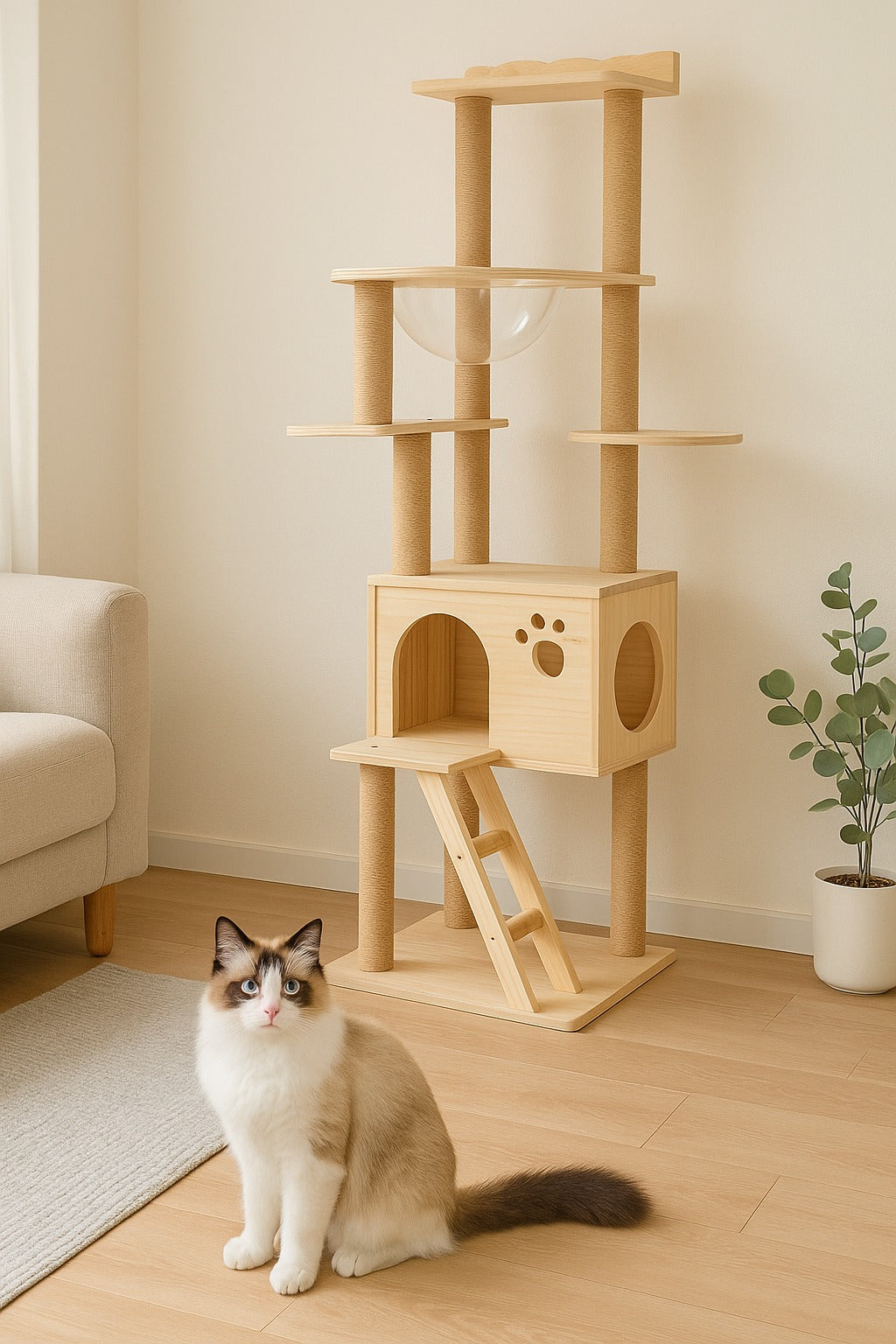 Large Solid Wood Cat Condo