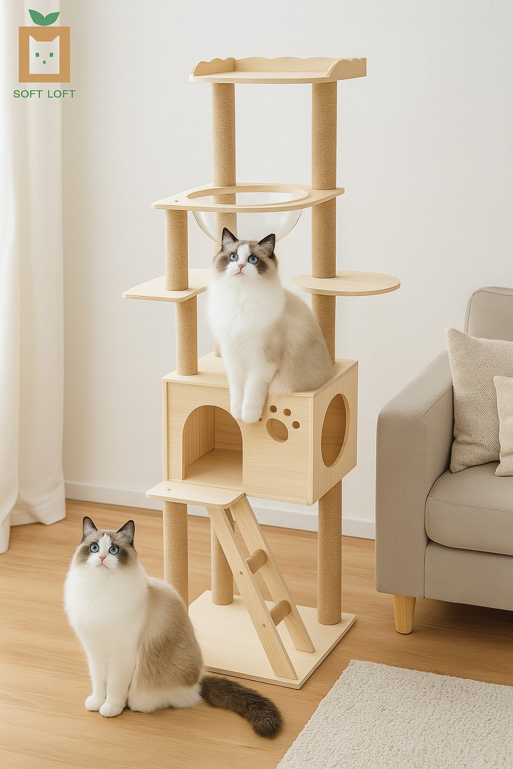Large Solid Wood Cat Condo