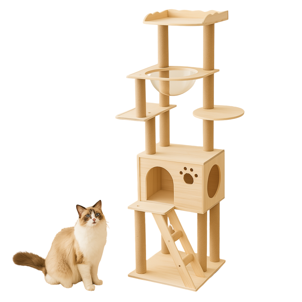 Large Solid Wood Cat Condo