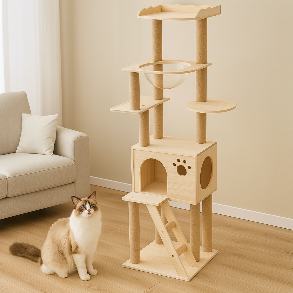 Large Solid Wood Cat Condo