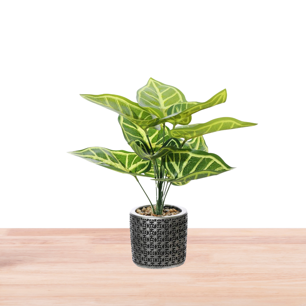 Artificial Small Potted Plant - Patterned Pot(37cm)