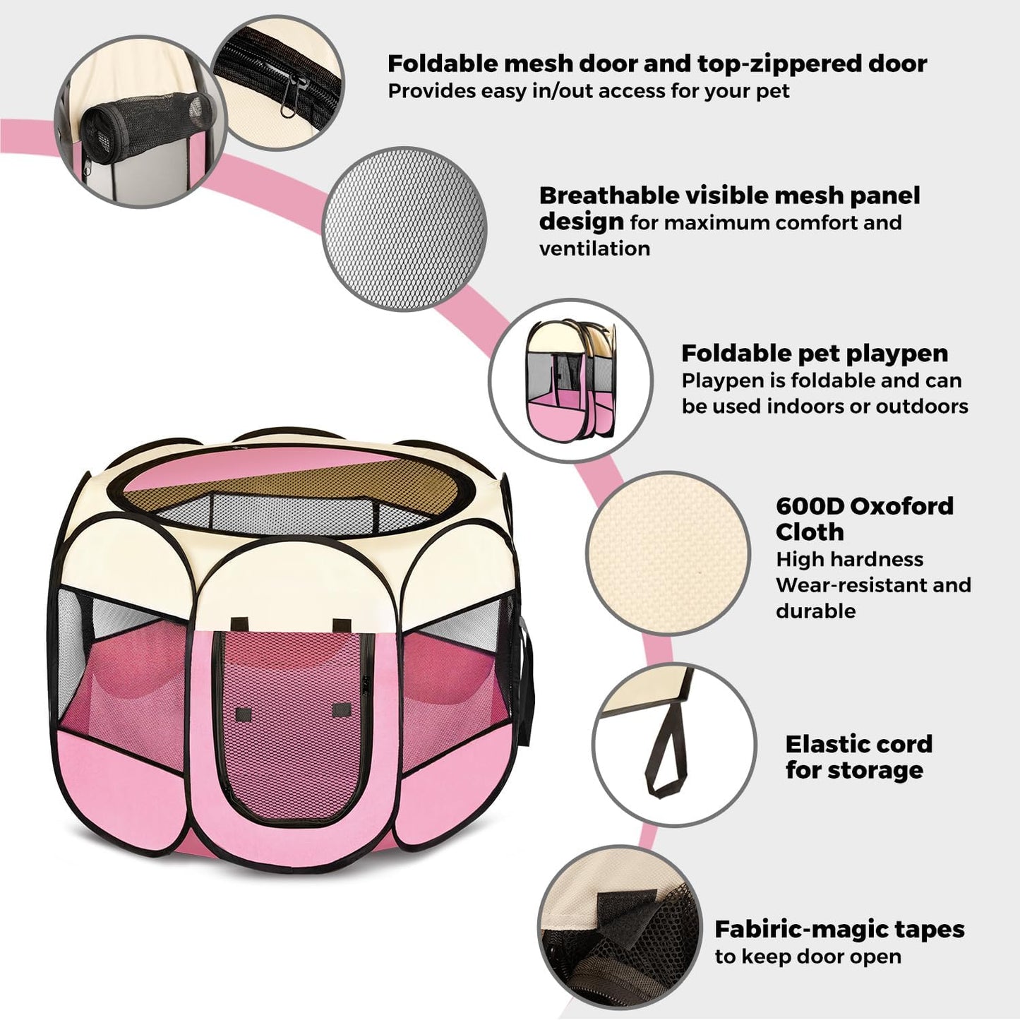 Pet Playpen Fence (Pink)