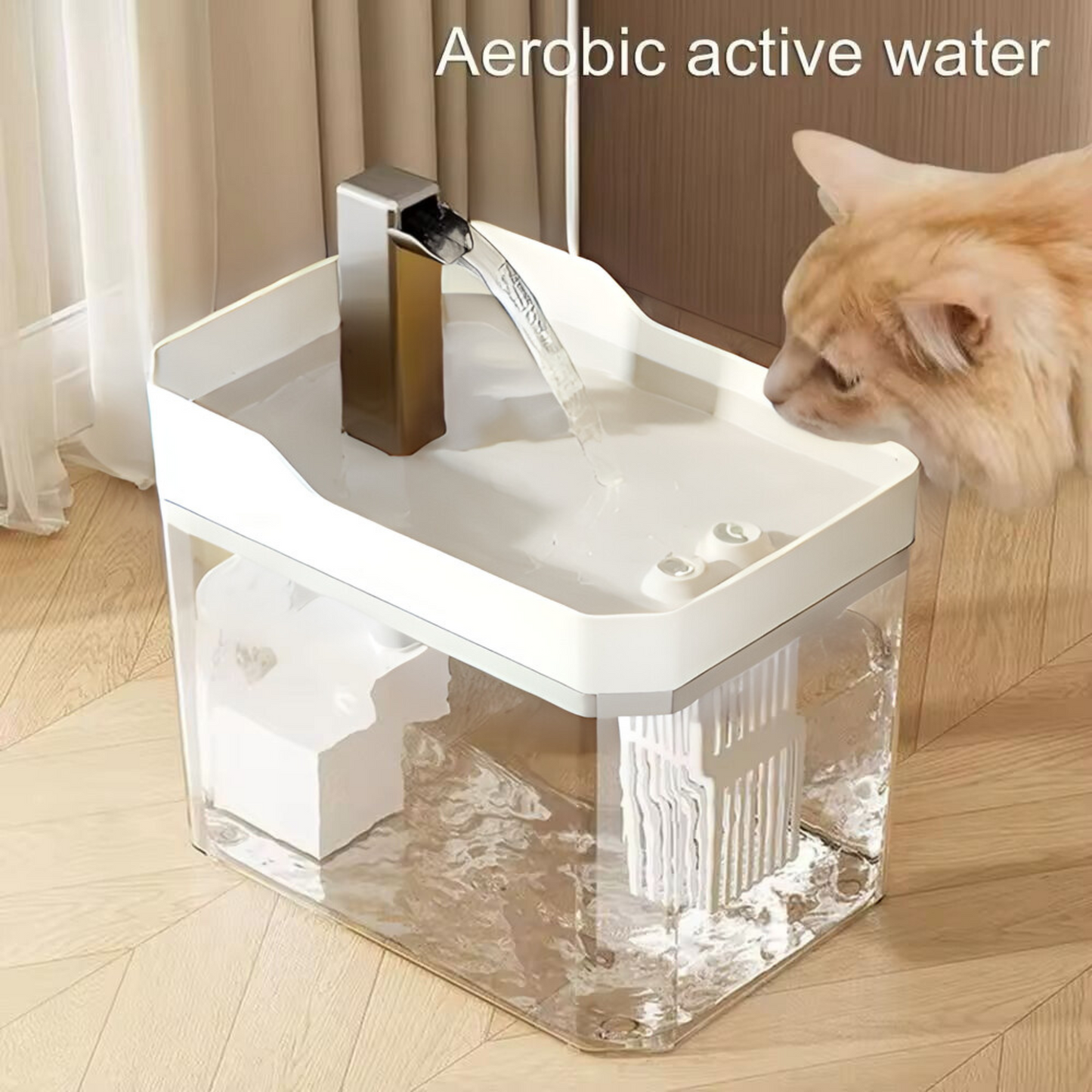 1.5L White Pet Water Fountain with Filter