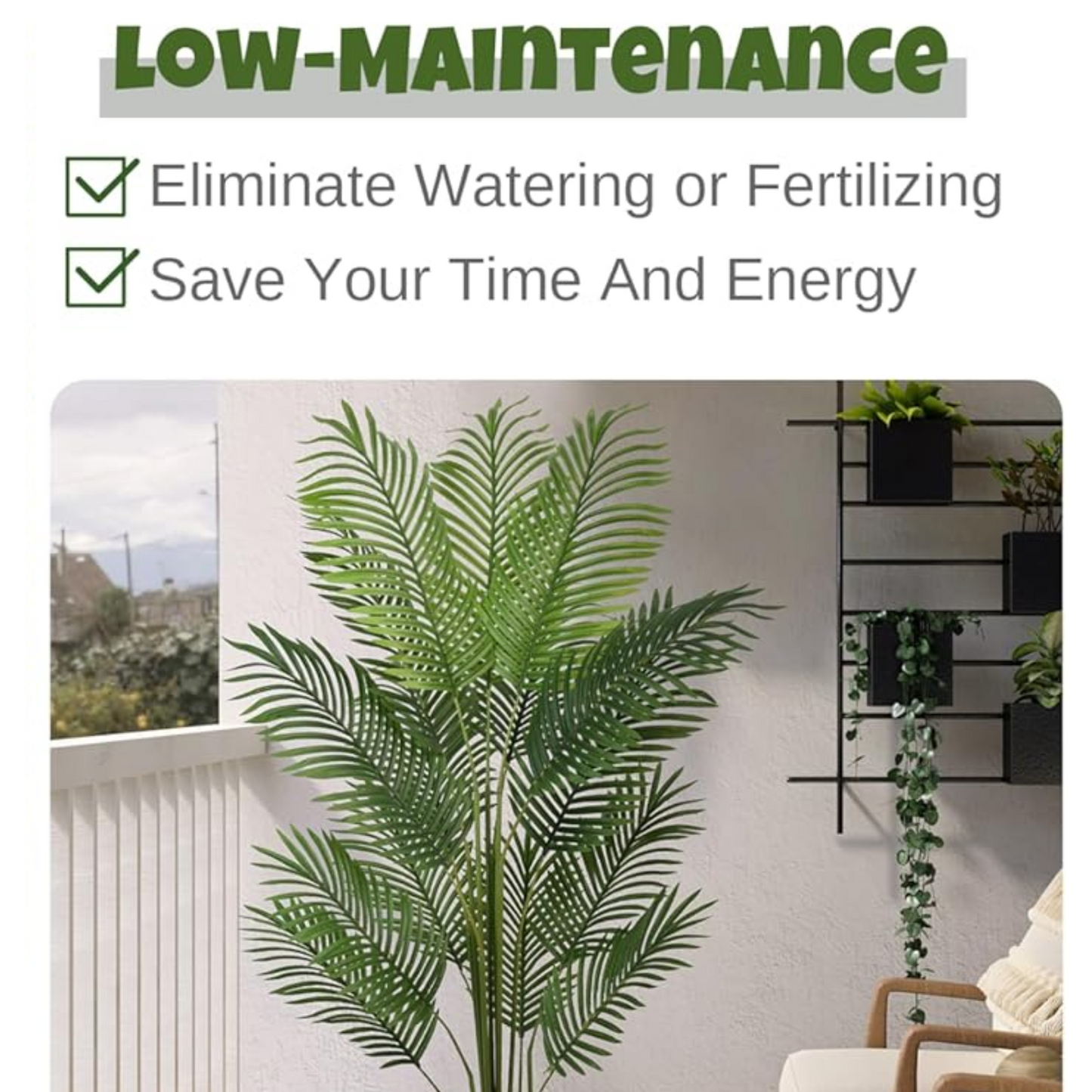 Artificial Areca Palm - Fake Plants Palm Tree Faux Tropical Palm Potted