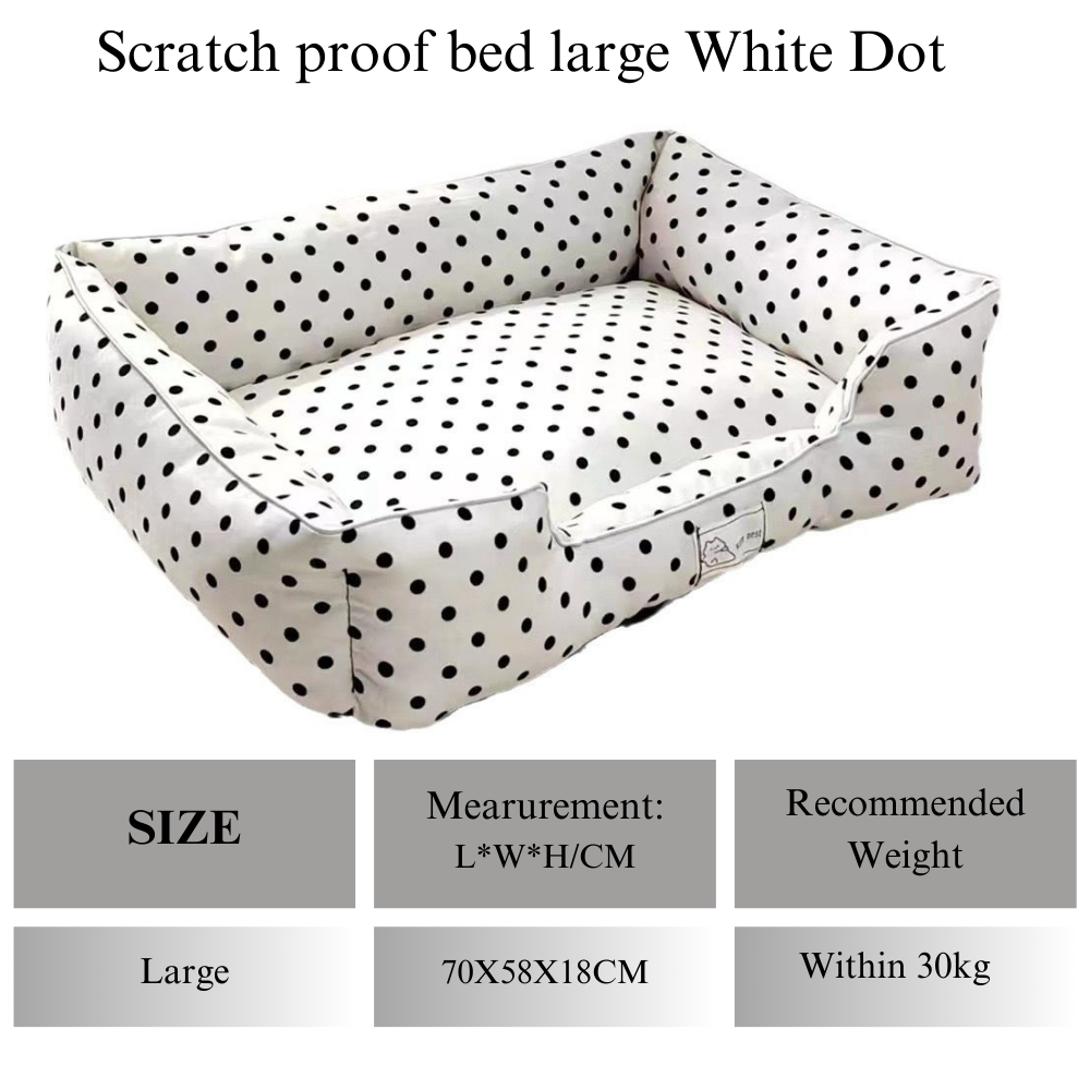 Scratch Proof Pet Bed (White Dot)