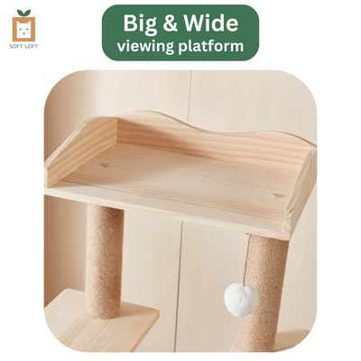 Wood and Sisal Cat Condo (141cm)