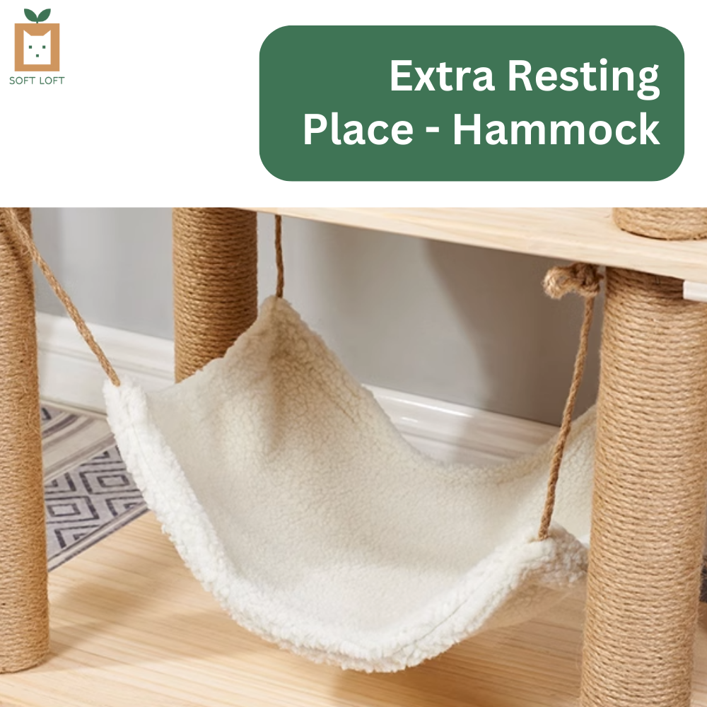 Wood and Sisal Cat Condo - Hammock (130cm)