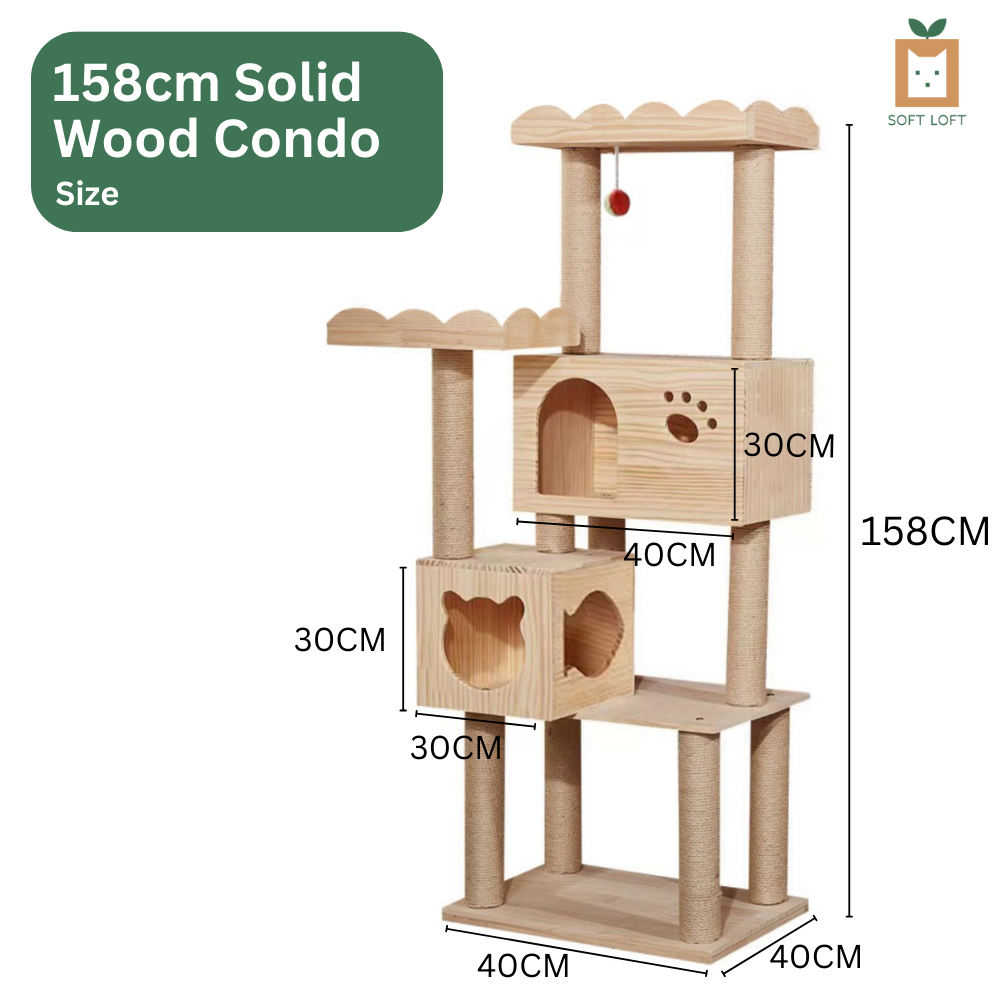 Wood and Sisal Cat Condo (158cm)