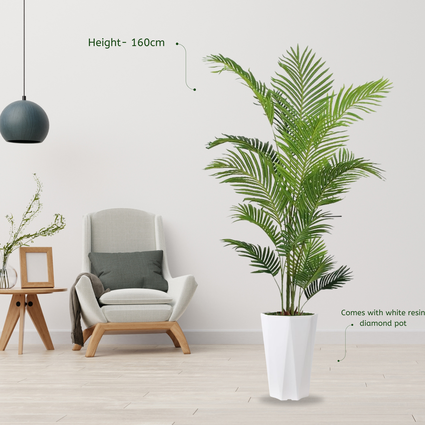 Artificial Areca Palm - Fake Plants Palm Tree Faux Tropical Palm Potted