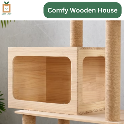 Wood and Sisal Cat Condo (161cm)