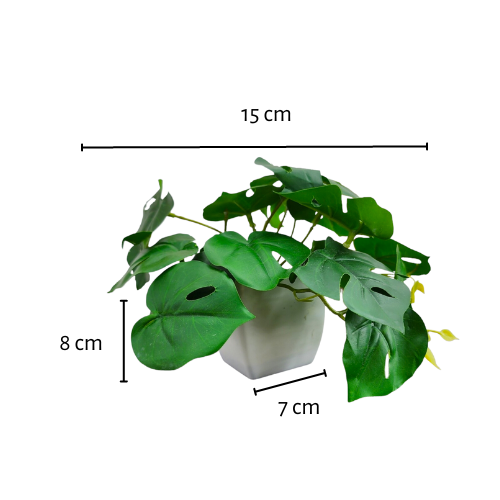 Artificial Mini Potted Monstera Plant in White Pot