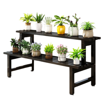 Stainless Steel Plant Rack Black 2 Tier