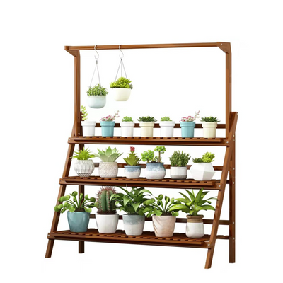 3-Tier Foldable Bamboo Rack Brown