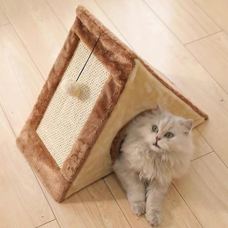 Triangle House Scratching Board (Fur)