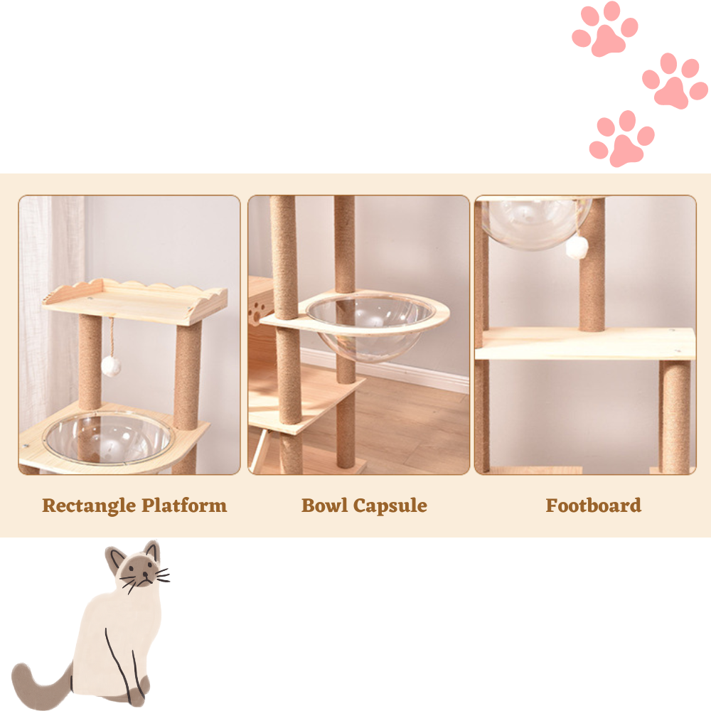 Wood and Sisal Cat Condo (173cm)