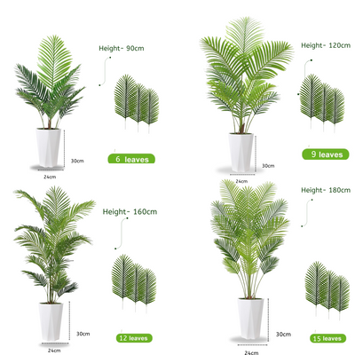 Artificial Areca Palm - Fake Plants Palm Tree Faux Tropical Palm Potted