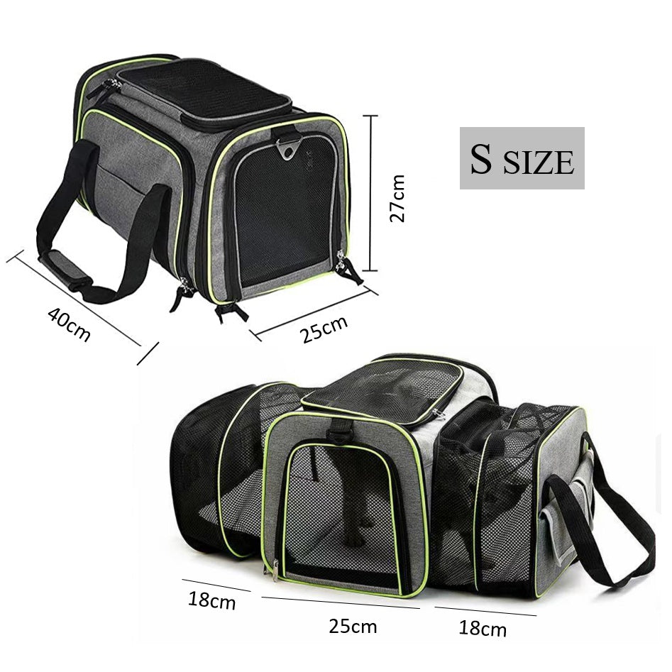 Extendable Mesh Shoulder Pet Carrier Bag - Green
