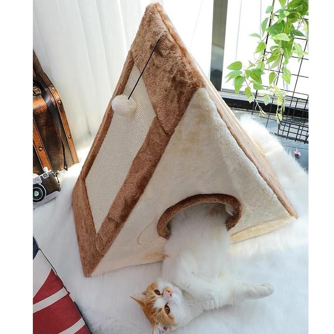 Triangle House Scratching Board (Fur)