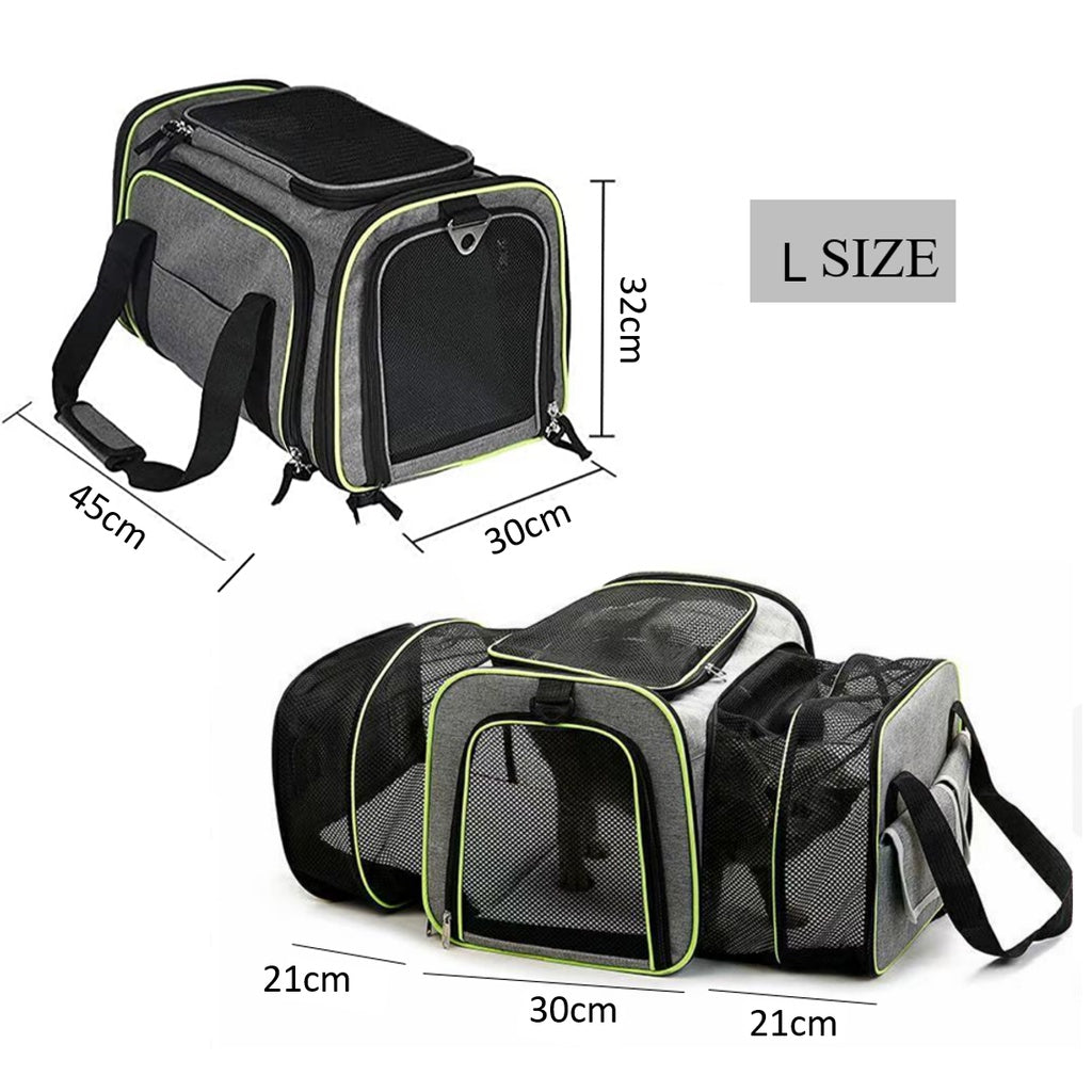 Extendable Mesh Shoulder Pet Carrier Bag - Green