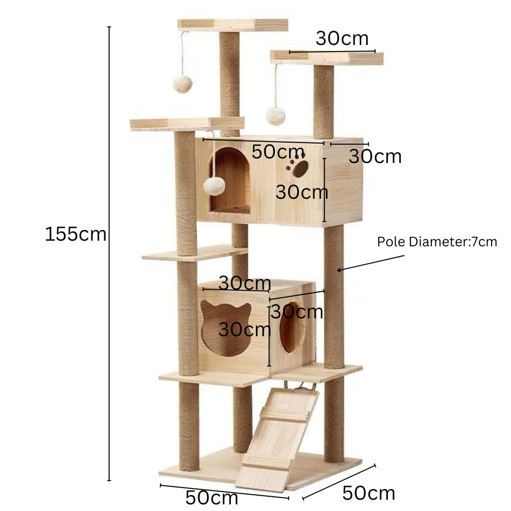 Wood and Sisal Cat Condo (155cm)