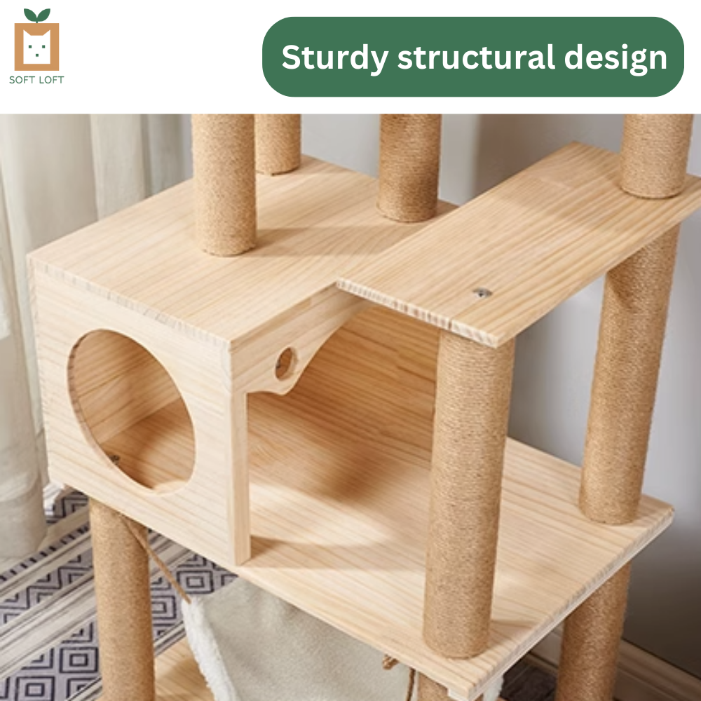 Wood and Sisal Cat Condo (156cm)