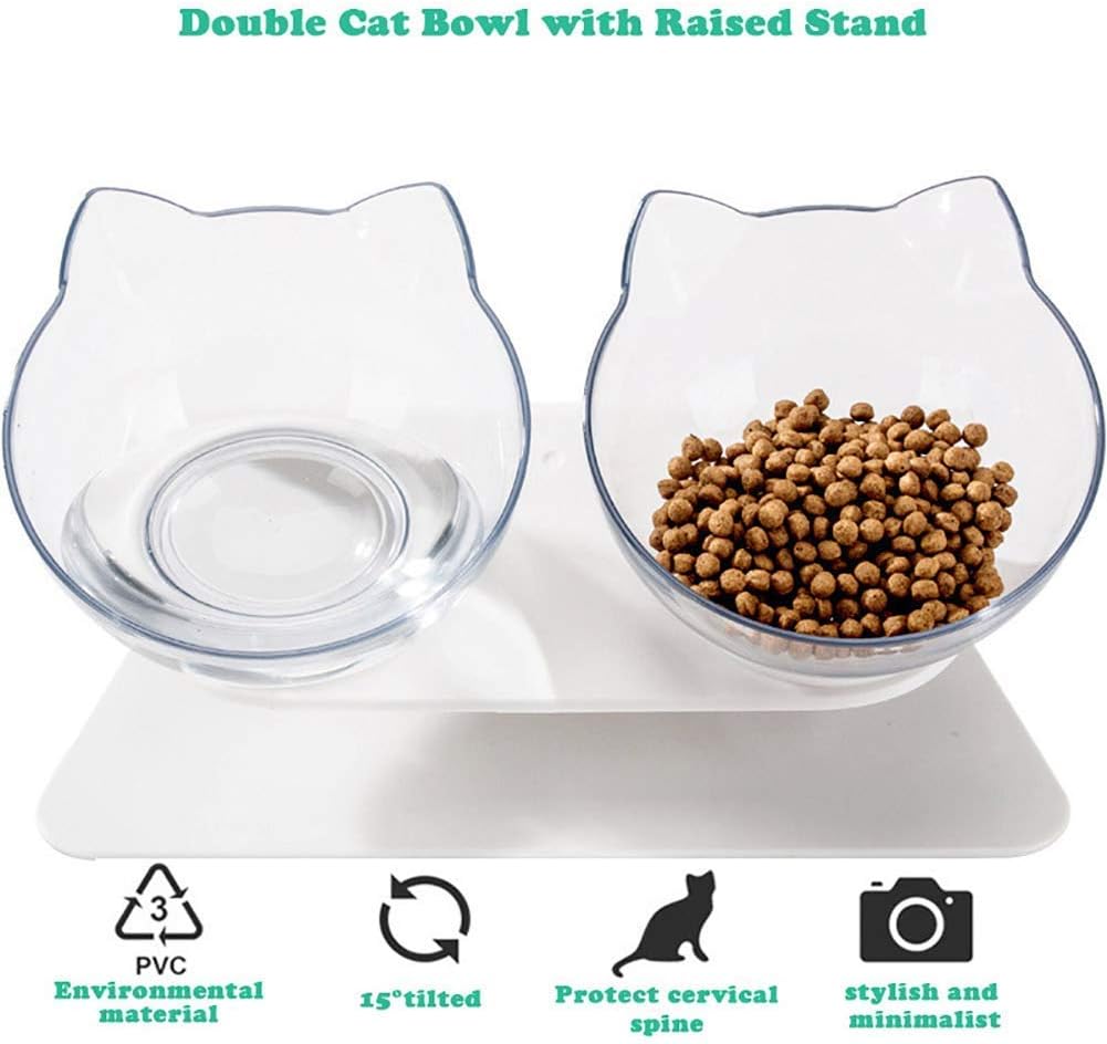 Pet Feeder Bowl (Double - Transparent)