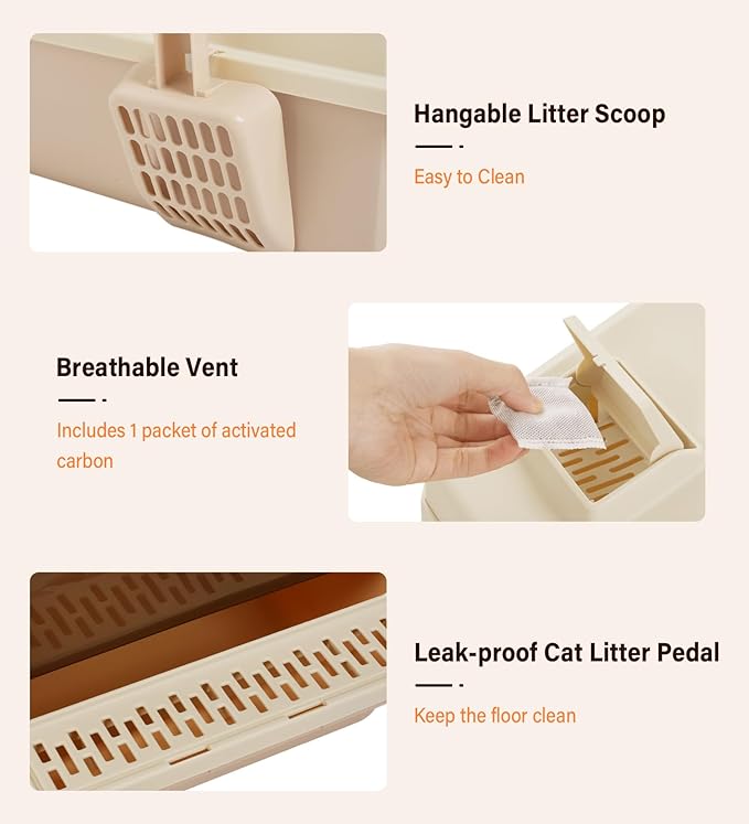 Ice Cube Design Enclosed Litter Box Coffee