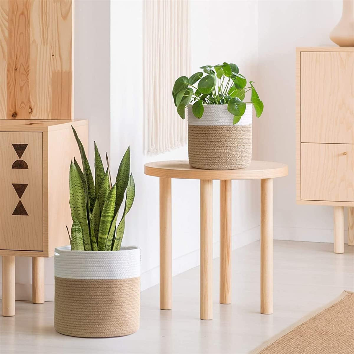 Jute Woven Basket (Jute Mixed White)