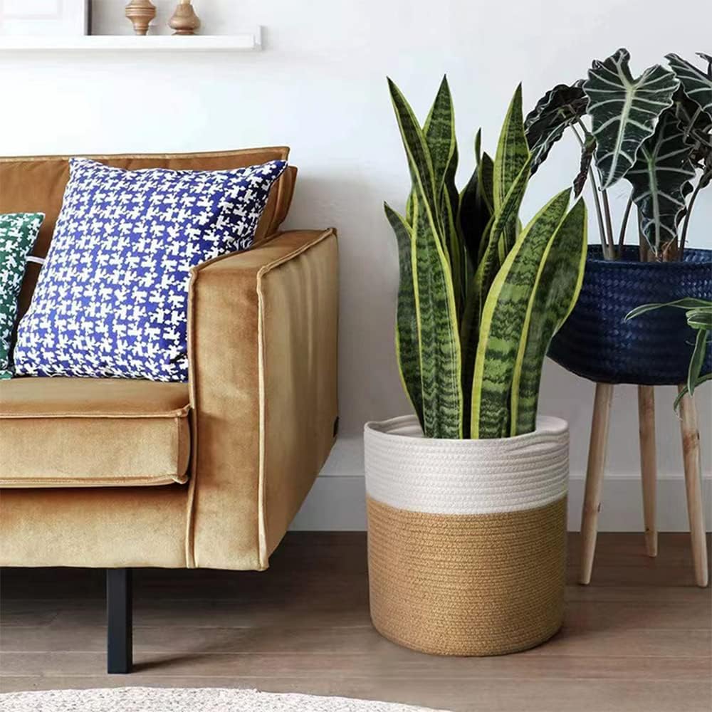 Jute Woven Basket (Jute Mixed White)