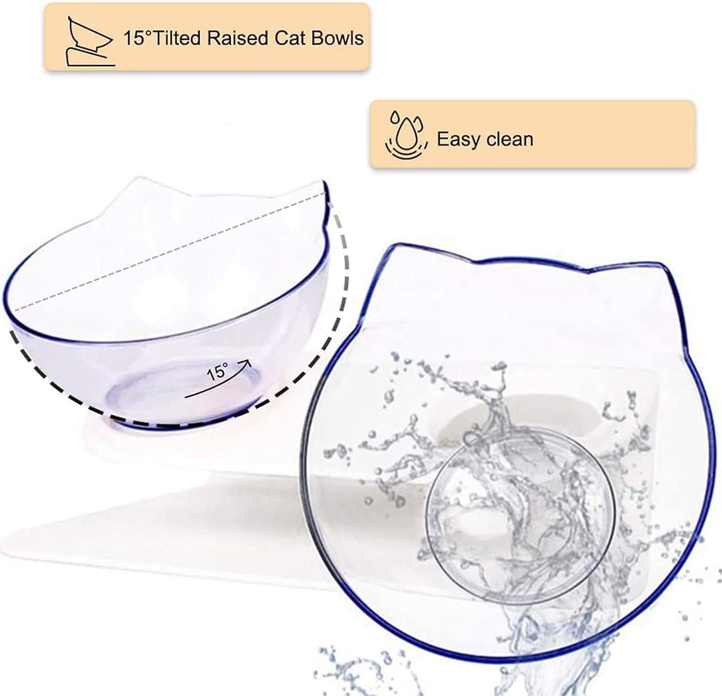 Pet Feeder Bowl (Double - Transparent)