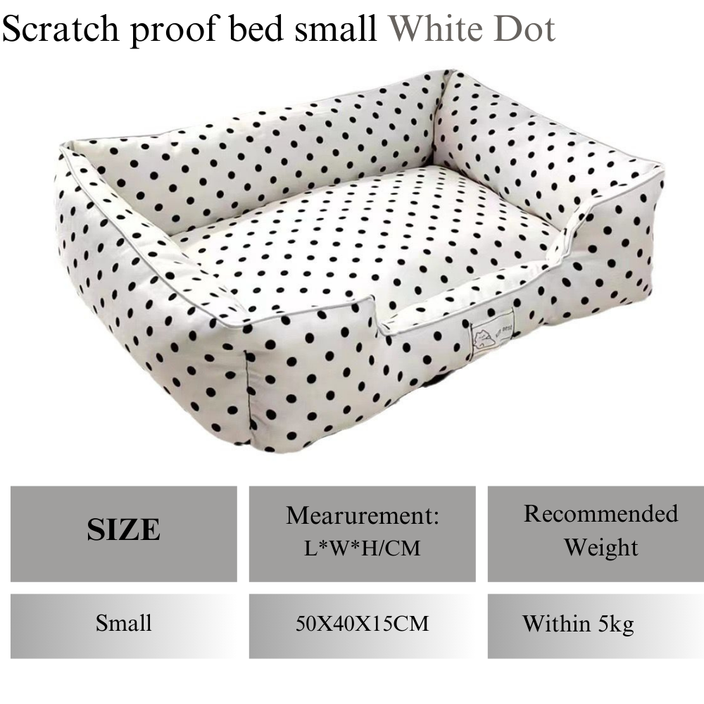 Scratch Proof Pet Bed (White Dot)