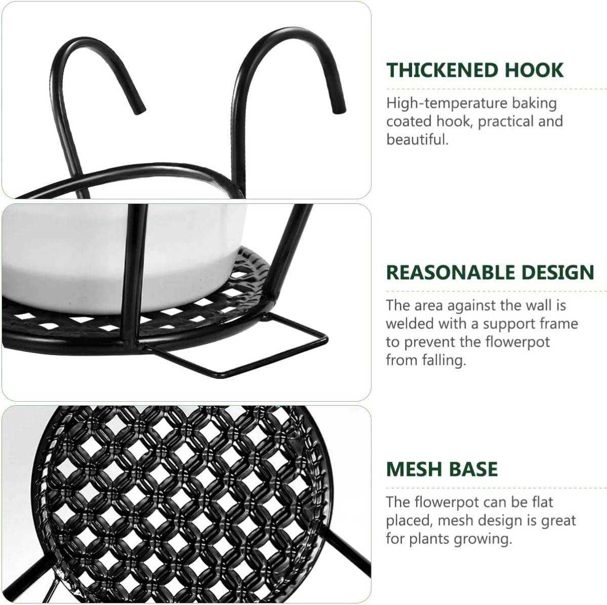 Round Coated Metal Hanging Basket (Black)