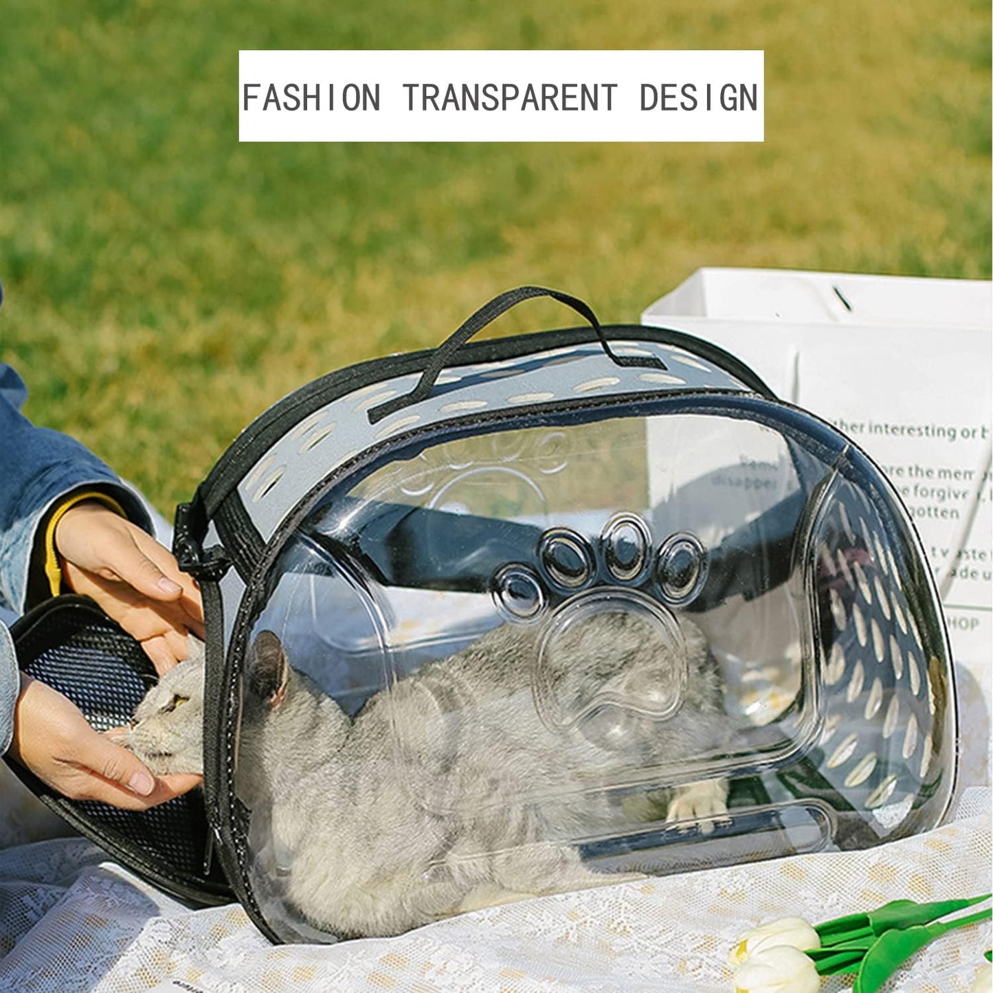 Transparent Sling Pet Carrier - Paw (42cm)