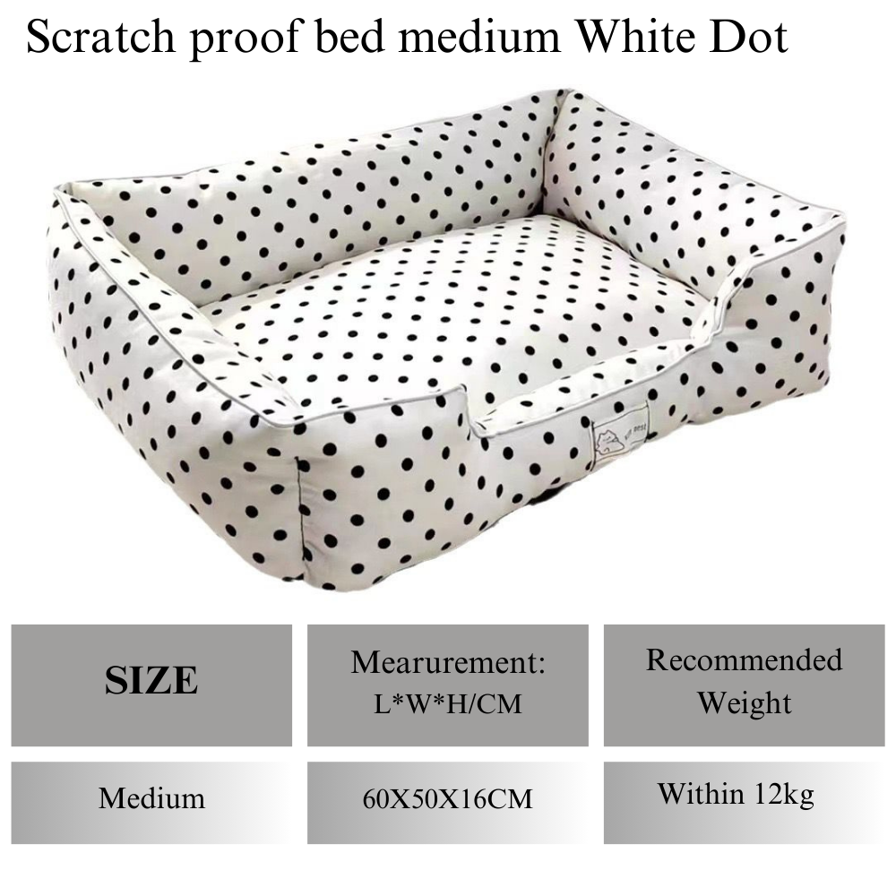Scratch Proof Pet Bed (White Dot)