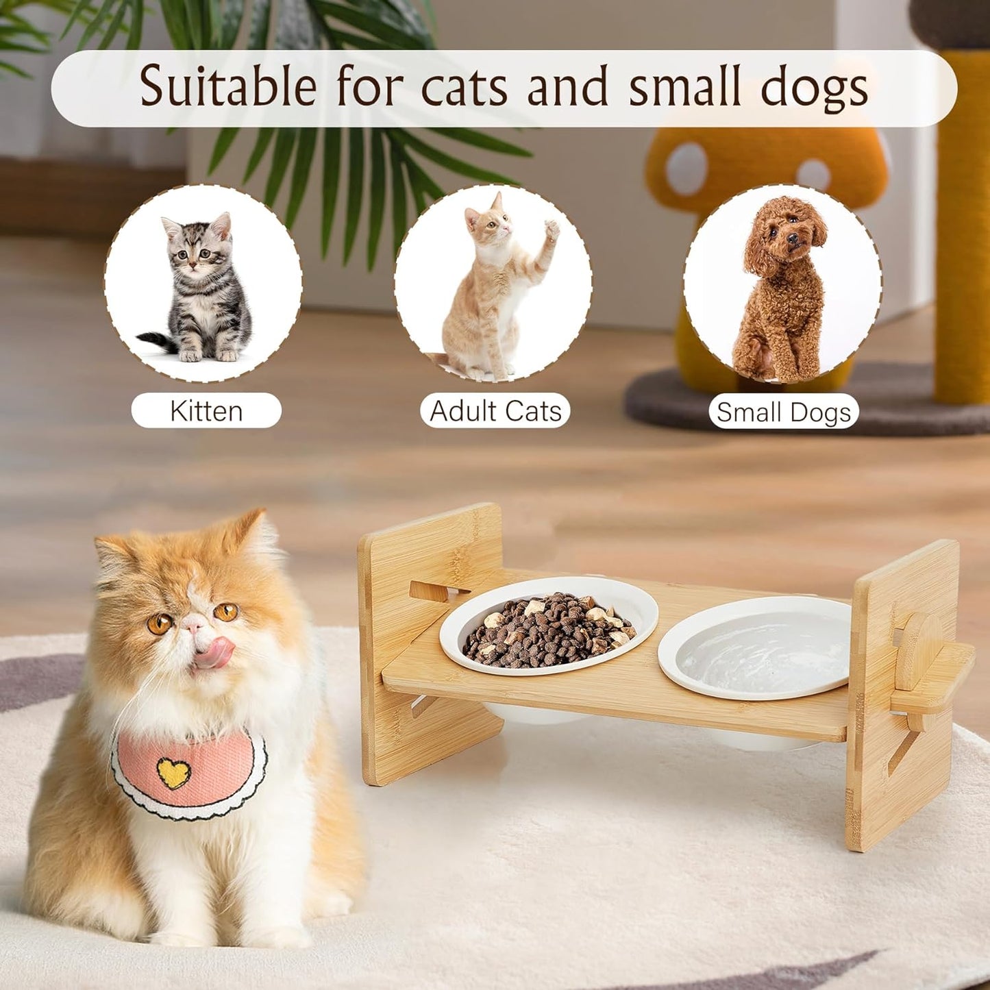 Pet Feeder Bowl (Double - Wood)