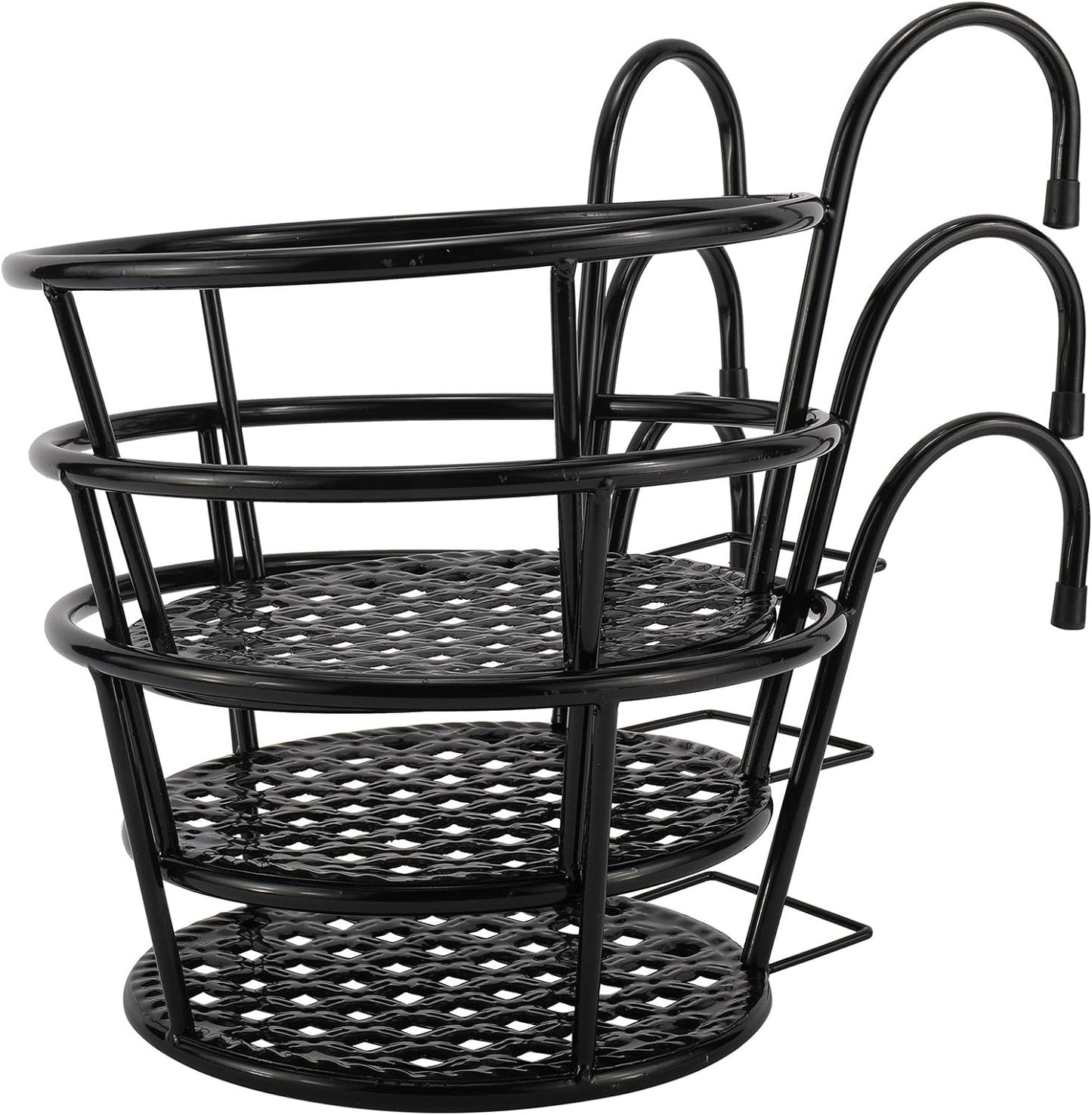 Round Coated Metal Hanging Basket (Black)