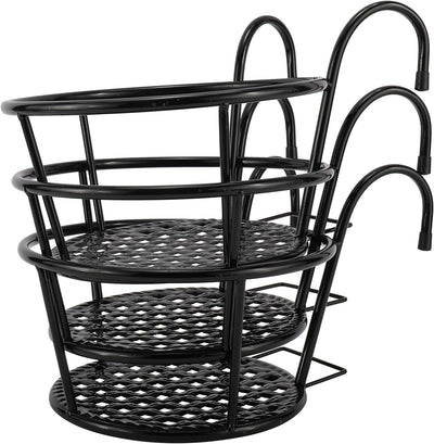 Round Coated Metal Hanging Basket (Black)