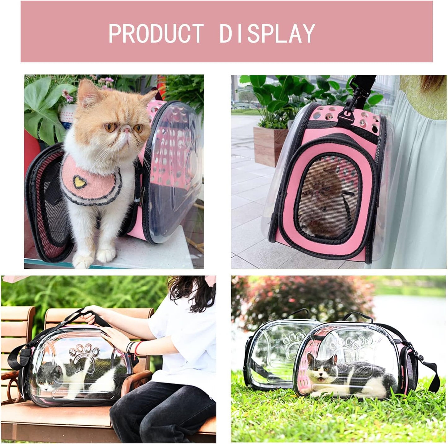 Transparent Sling Pet Carrier - Paw (42cm)