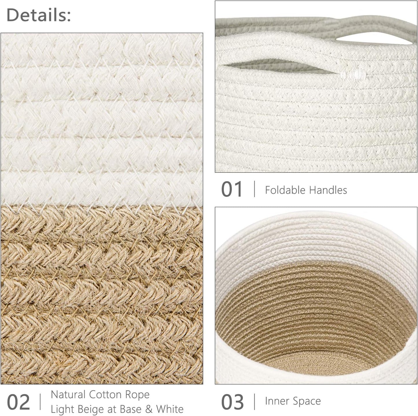 Jute Woven Basket (Jute Mixed White)