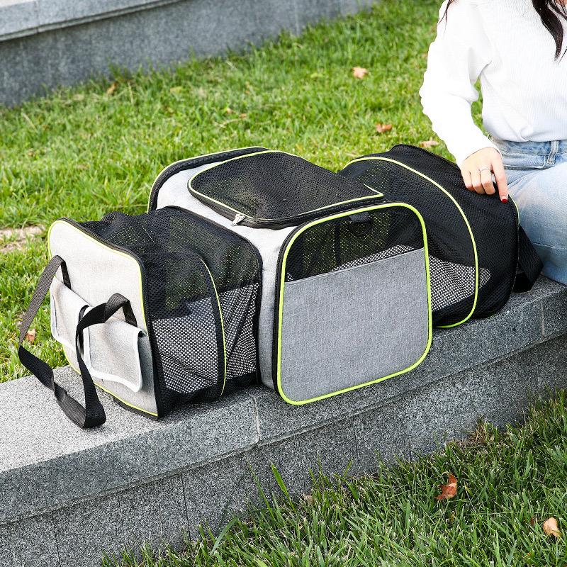 Extendable Mesh Shoulder Pet Carrier Bag - Green