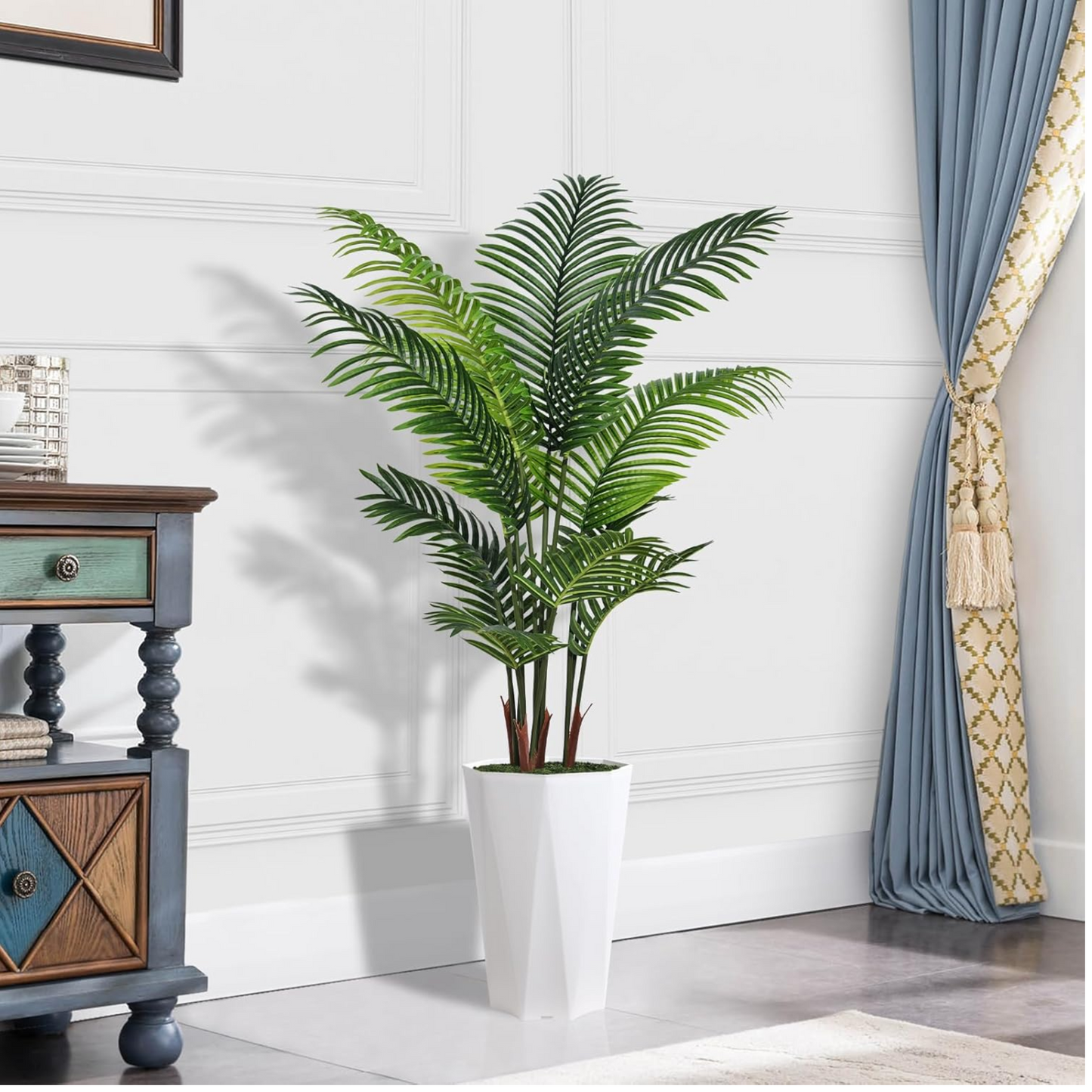 Artificial Areca Palm - Fake Plants Palm Tree Faux Tropical Palm Potted