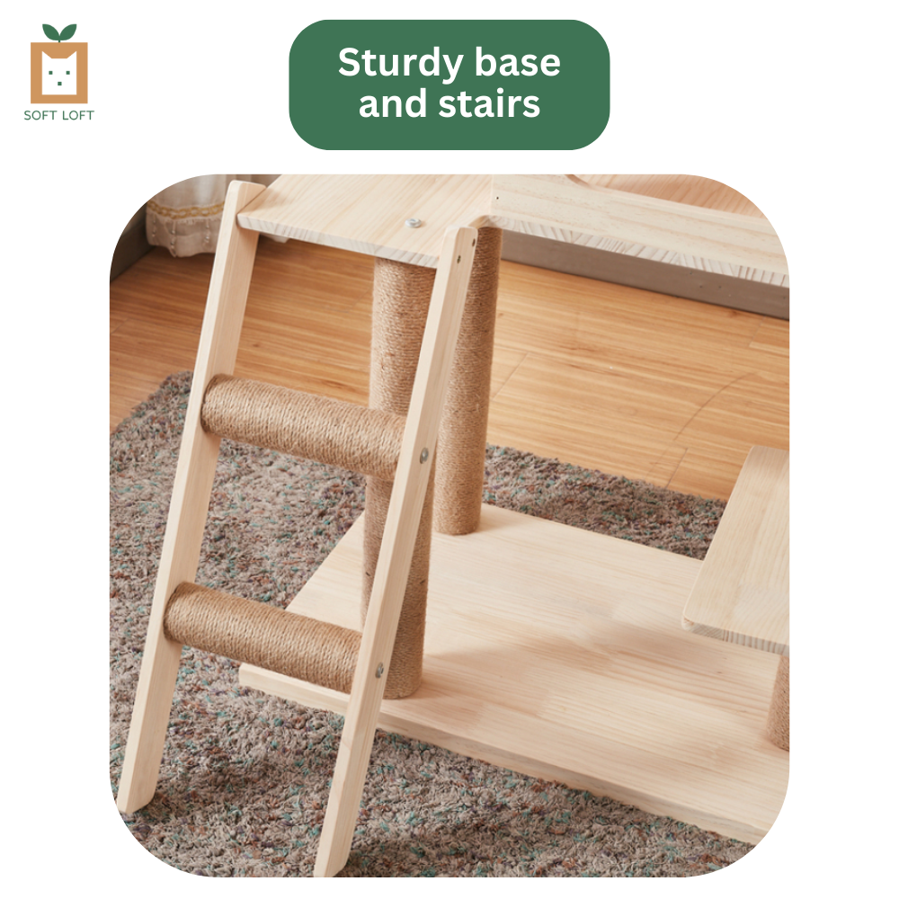 Wood and Sisal Cat Condo (141cm)