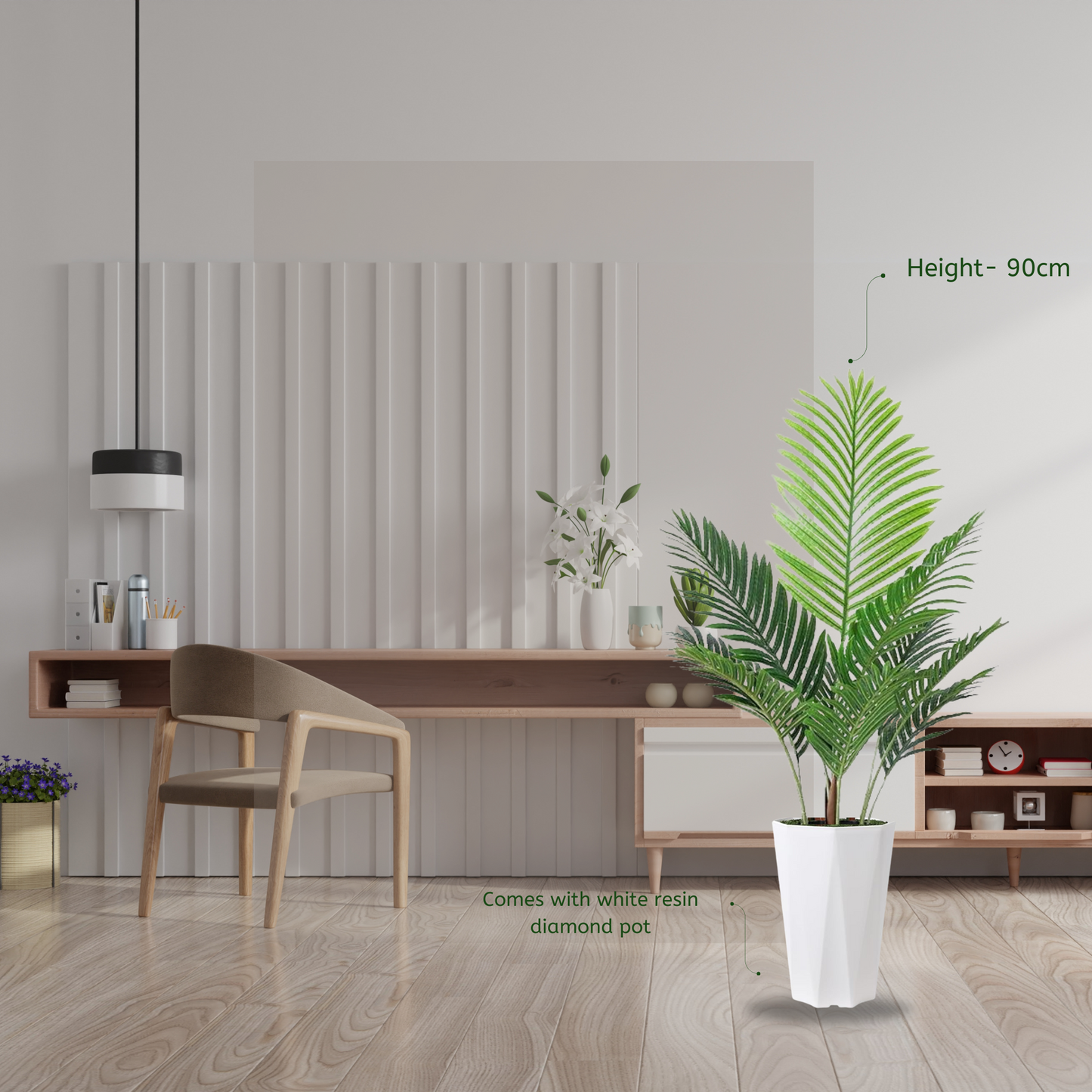 Artificial Areca Palm - Fake Plants Palm Tree Faux Tropical Palm Potted