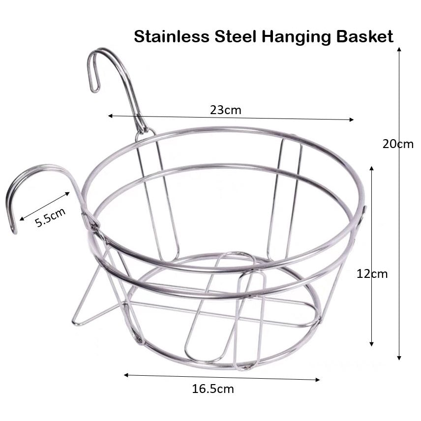 Round Stainless Steel Hanging Basket (White)