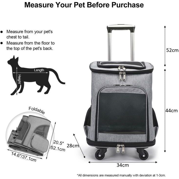 Pet Luggage and Backpack Trolley Carrier - Mesh (34cm)
