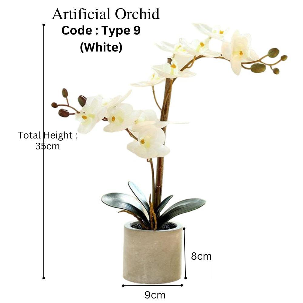 Artificial Orchid in Pot - Grey (35cm)