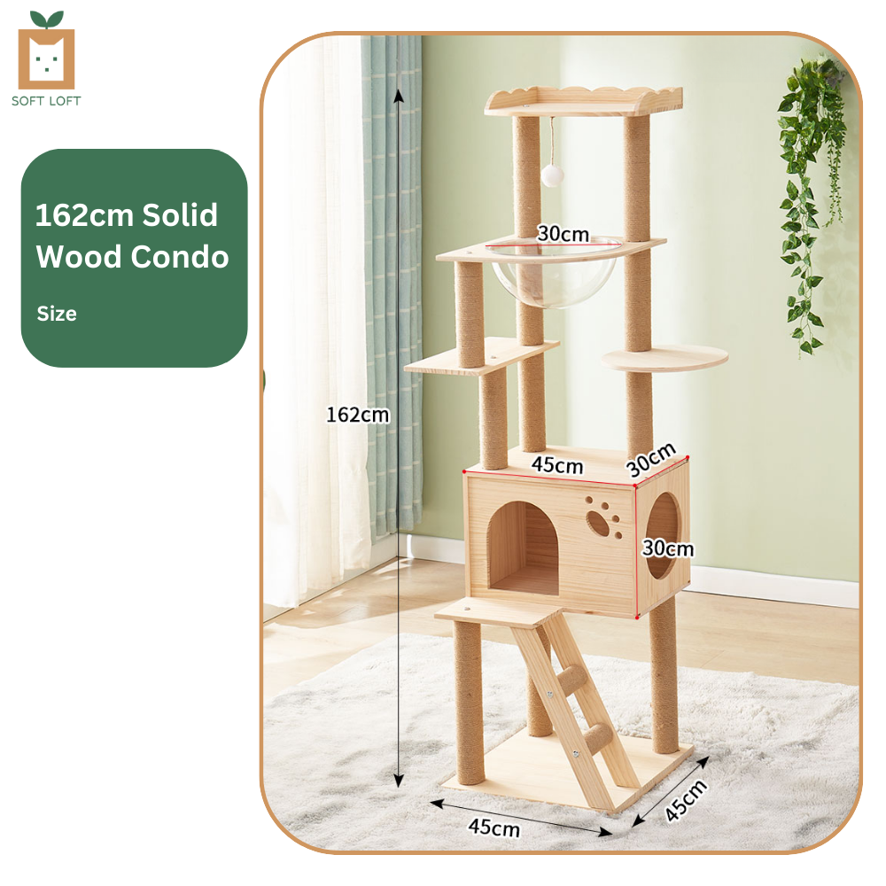 Large Solid Wood Cat Condo