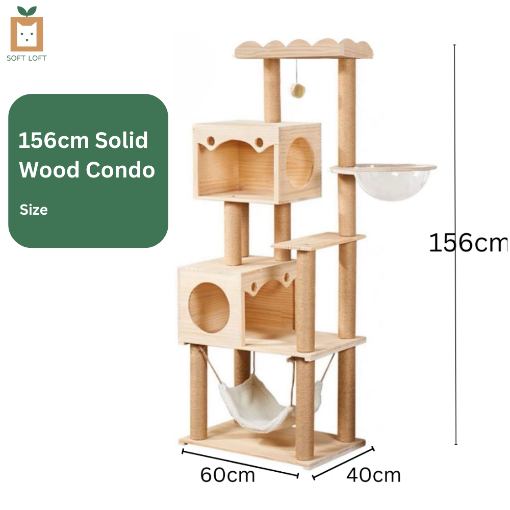 Wood and Sisal Cat Condo (156cm)