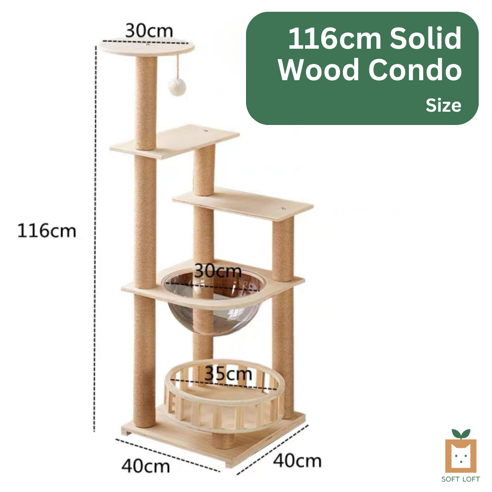 Wood and Sisal Cat Condo (116cm)